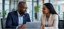 Business professionals discussing a project
